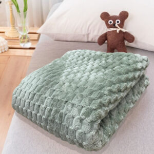 Flannel Fleece Throw Blanket-LIGHT GREEN