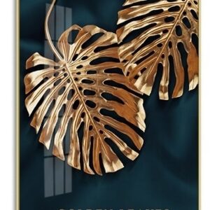 Golden Leaves Type 1 - Intricate golden monstera leaf porcelain painting.