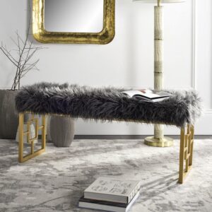 Faux sheepskin bench