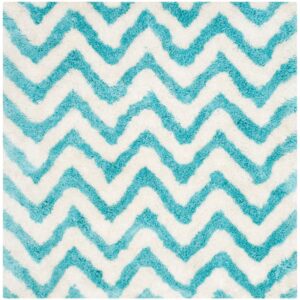 Barcelona Shag Carpet-5X5 Square Ivory Blue
