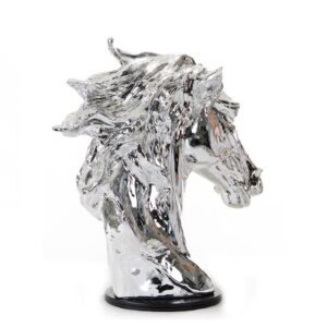 Modern Horse Sculpture - Reflective silver chrome horse figurine for luxury home decor.