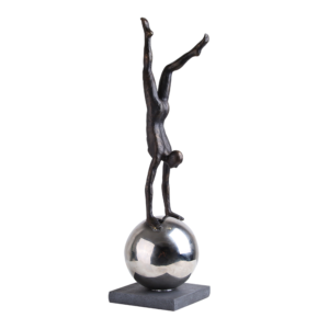 Codona Figurine Black - Polished black resin acrobat sculpture for modern home decor.