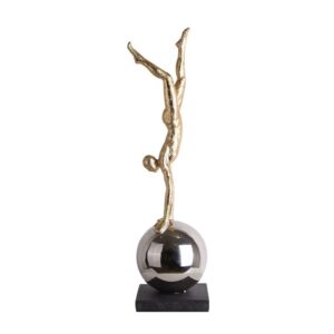 Codona Figurine Gold - Polished black resin acrobat sculpture with gold accents.