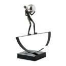 Crouser Figurine - Polished silver resin acrobat sculpture for modern home decor.