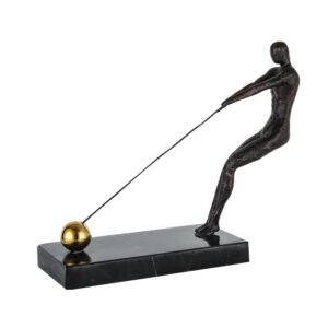 Jan Figurine - Polished black resin acrobat sculpture for modern home decor.