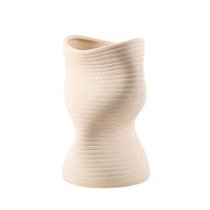 Mossa Vase - Beige ceramic vase with organic wavy silhouette.