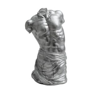 Orpheous Figurine - Elegant silver male torso sculpture for modern home and office decor.