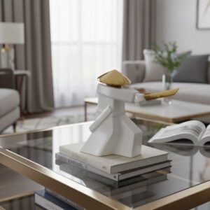 Muse Serenity Figurine - Elegant ceramic swordsman sculpture for luxury home decor.