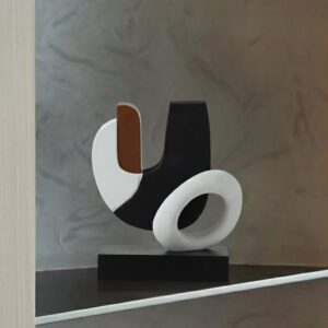 Opus Curve Sculpture - Minimalist moon-phase inspired resin sculpture for modern console and shelf decor.