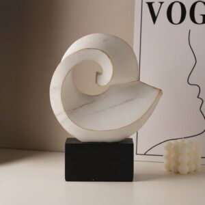 Opus Terra Sculpture - Elegant round resin ornament with organic movement for minimalist interior decor.