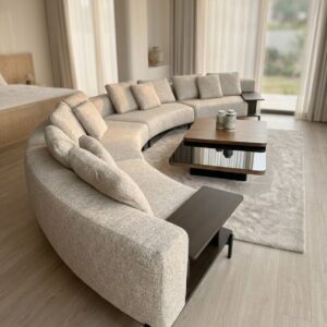Imperial Stone Reform sectional sofa in a modern living room with a square coffee table.
