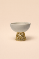 Ivory Bowl on Gilded Lattice Base-Small