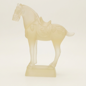 Frosted Stallion Sculpture - Elegant translucent horse silhouette for modern home decor.