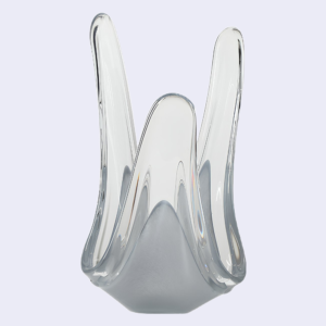 Blue Mirage Crest Vase: clear and frosted glass art sculpture
