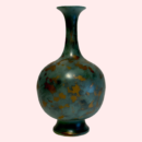 Verdigris patina vase-bottle with gold accents