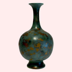 Verdigris patina vase-bottle with gold accents